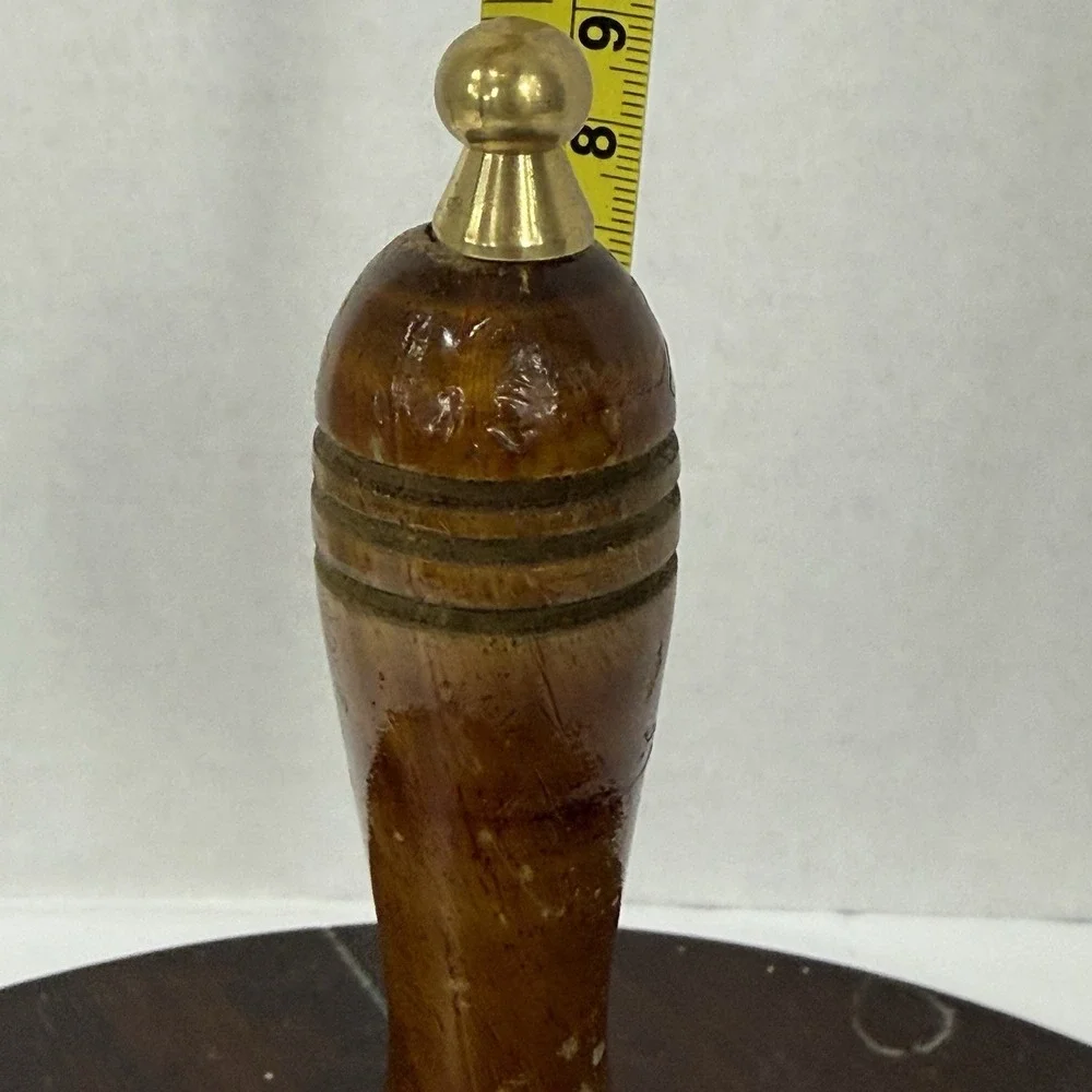 Vintage Captain's Table Brass Hand Bell with Wood Handle 8.25